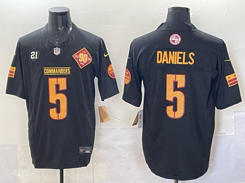 Men 2025 Washington Commanders #5 Daniels black Throwback Nike Limited NFL Jersey style 002->washington commanders->NFL Jersey